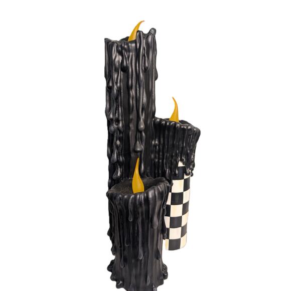 MacKenzie Childs Courtly Check Melting Candle Cluster 17” Tall Battery Operated - Picture 2 of 3